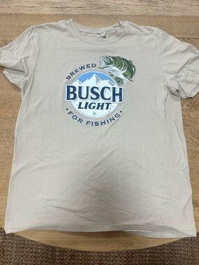 Busch Light 'For Fishing' Logo Tee in Light Beige
